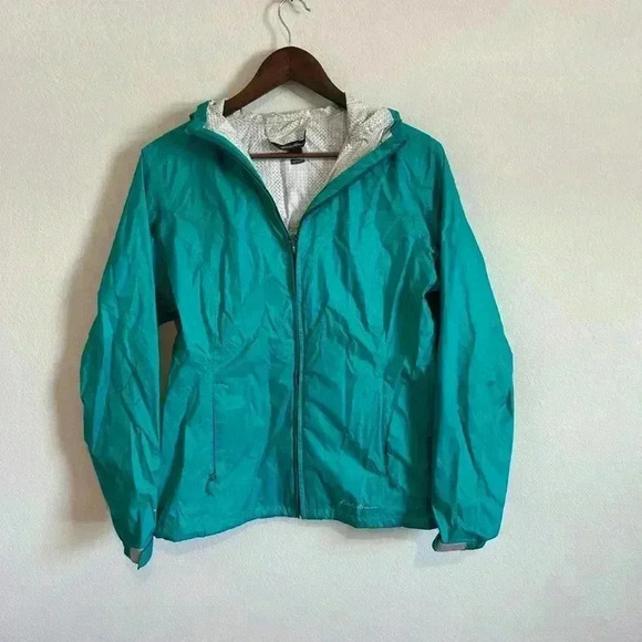 Eddie Bauer Teal Green Rain Jacket - Size Medium - Picture 2 of 7